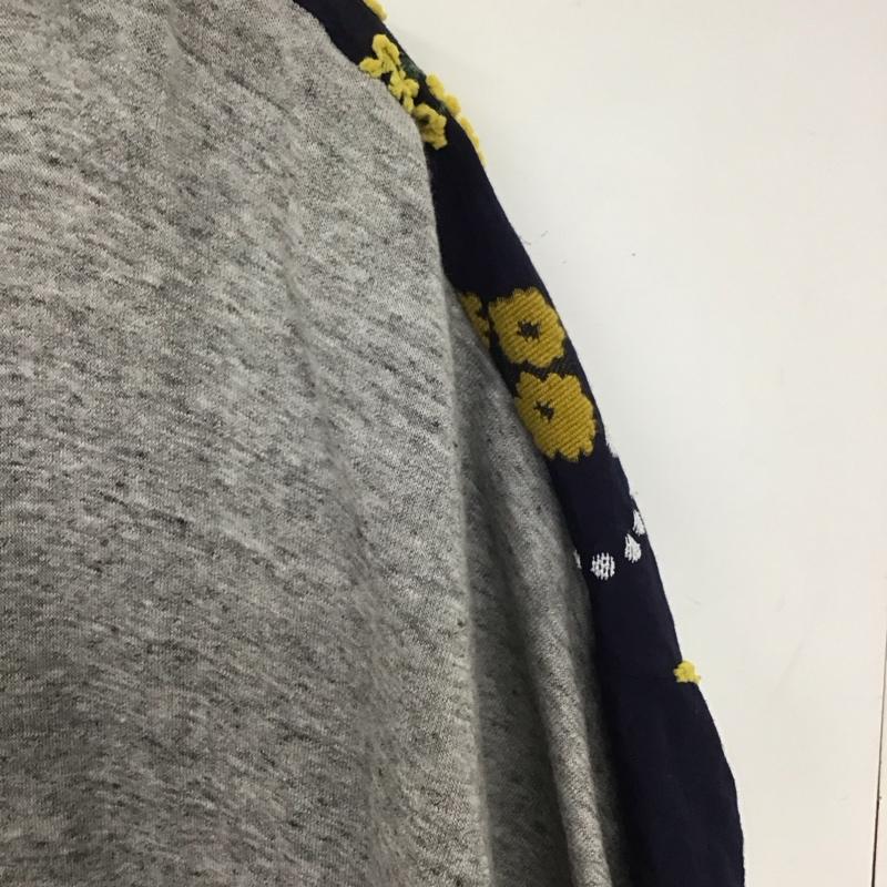 ハク H.A.K チュニック 半袖 刺繍 灰 / グレー / X 紺 / ネイビー /  レディース USED 古着 中古 10137219