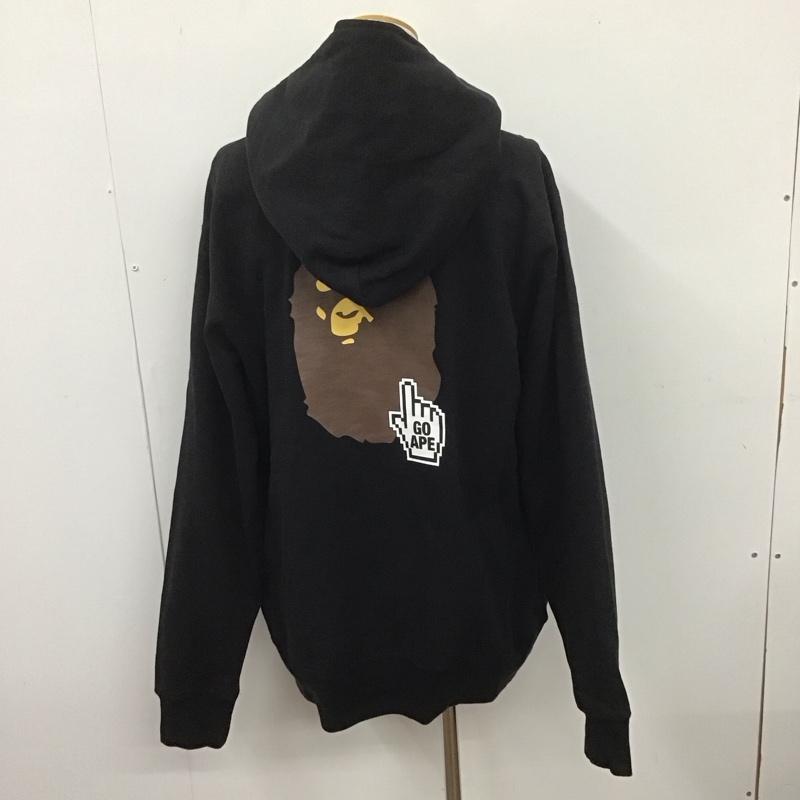 アベイシングエイプ A BATHING APE パーカー 長袖 ジップアップパーカー 長袖パーカー フード付きパーカー XXL ロゴ、文字 黒 / ブラック /  メンズ USED 古着 中古 10107415