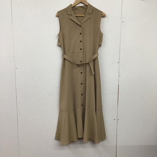 ナチュラルビューティーベーシック NATURAL BEAUTY BASIC ワンピース ロングスカート ノースリーブロングワンピース フレアスカート 前開きシャツワンピース M ストライプ ベージュ / ベージュ /  レディース USED 古着 中古 10138313