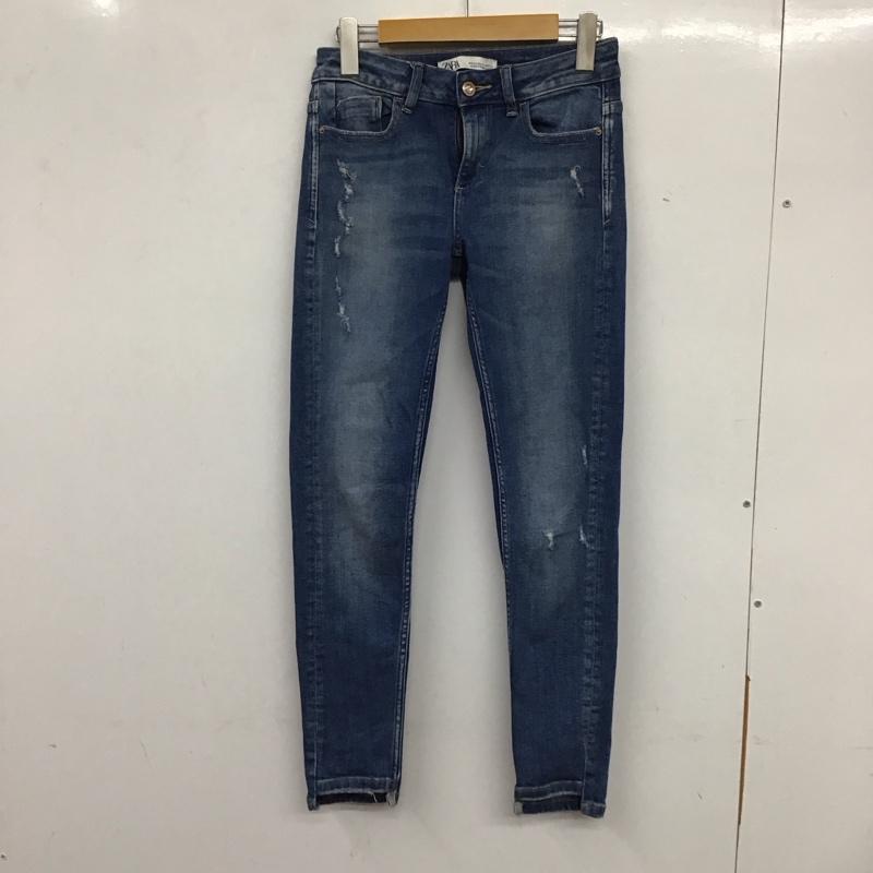 ザラ ZARA パンツ デニム、ジーンズ 8228 030 427 ストレッチ スキニー ダメージ加工 青 / ブルー /  レディース USED 古着 中古 10133660