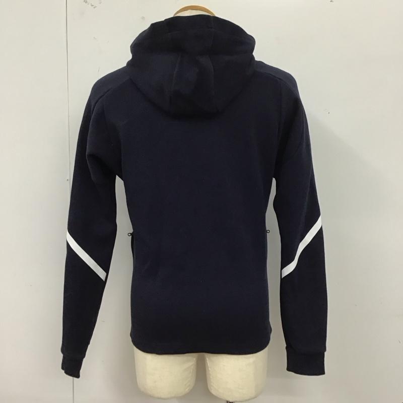 アディダス adidas パーカー 長袖 ジップアップパーカー 長袖パーカー フード付きパーカー ロゴ、文字 紺 / ネイビー /  メンズ USED 古着 中古 10123613