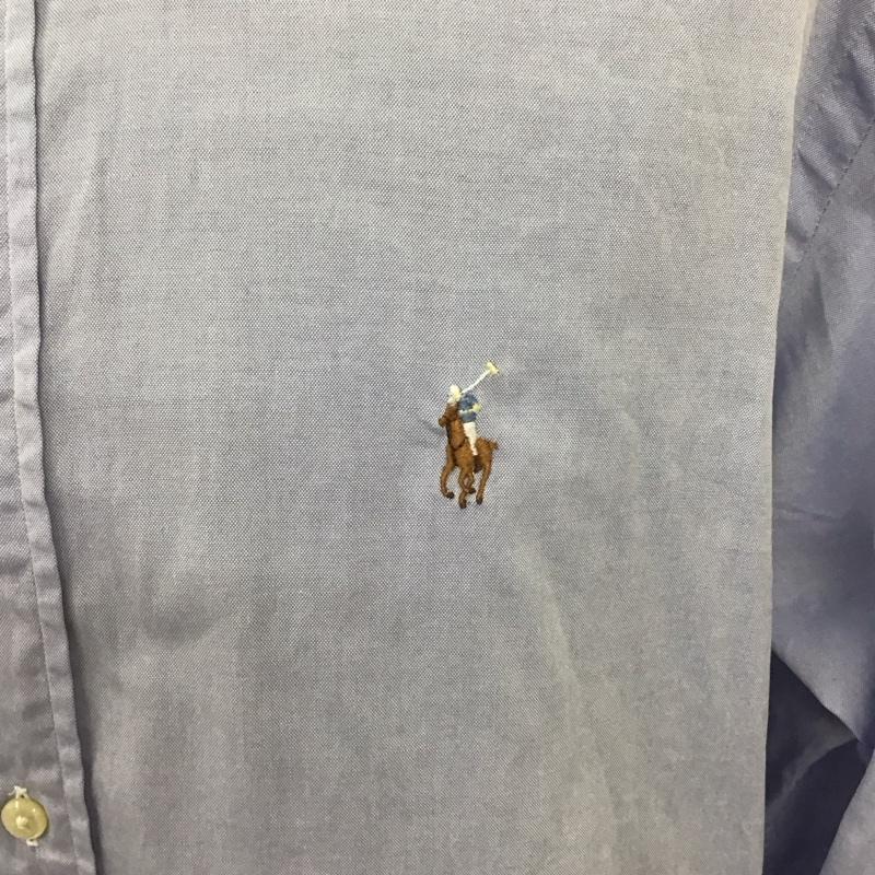 ラルフローレン RALPHLAUREN シャツ、ブラウス 長袖 長袖シャツ ボタンダウンシャツ カラーシャツ カジュアルシャツ L ロゴ、文字 水色 / ライトブルー /  メンズ USED 古着 中古 10106709