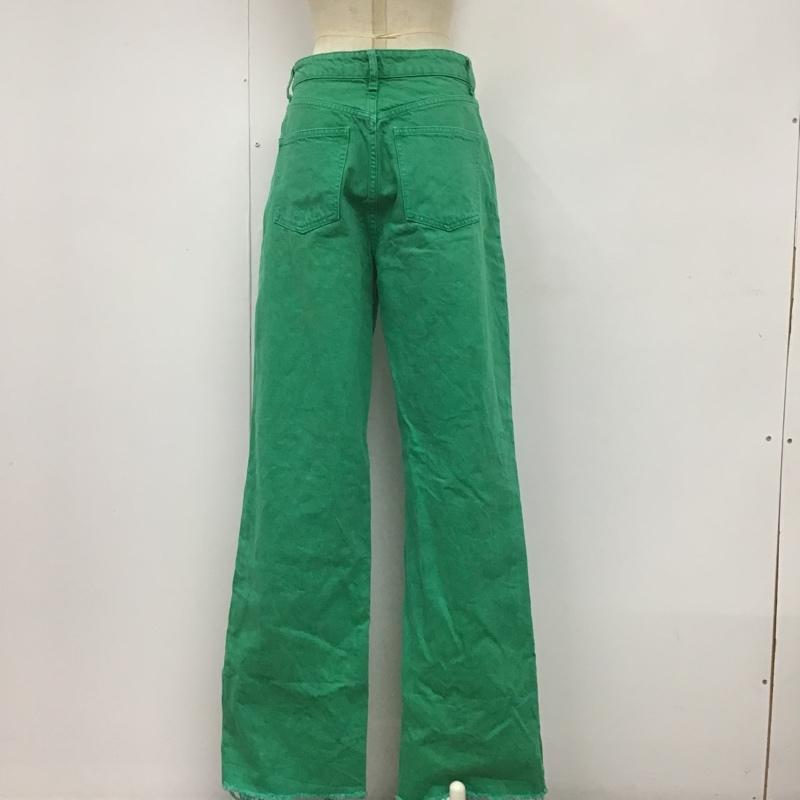 ザラ ZARA パンツ デニム、ジーンズ 6045 011 500 カラーデニム ワイド USA6 EU39 無地 緑 / グリーン /  レディース USED 古着 中古 10107152