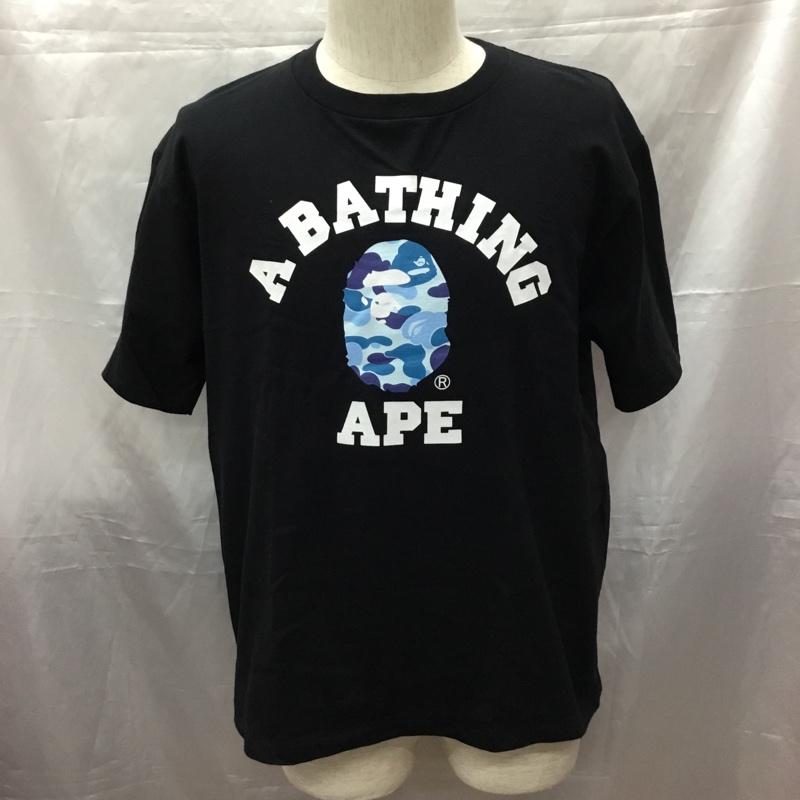 アベイシングエイプ A BATHING APE Tシャツ 半袖 001TEK301005M CAMO COLLEGE Tee M ロゴ、文字 黒 / ブラック /  メンズ USED 古着 中古 10111392