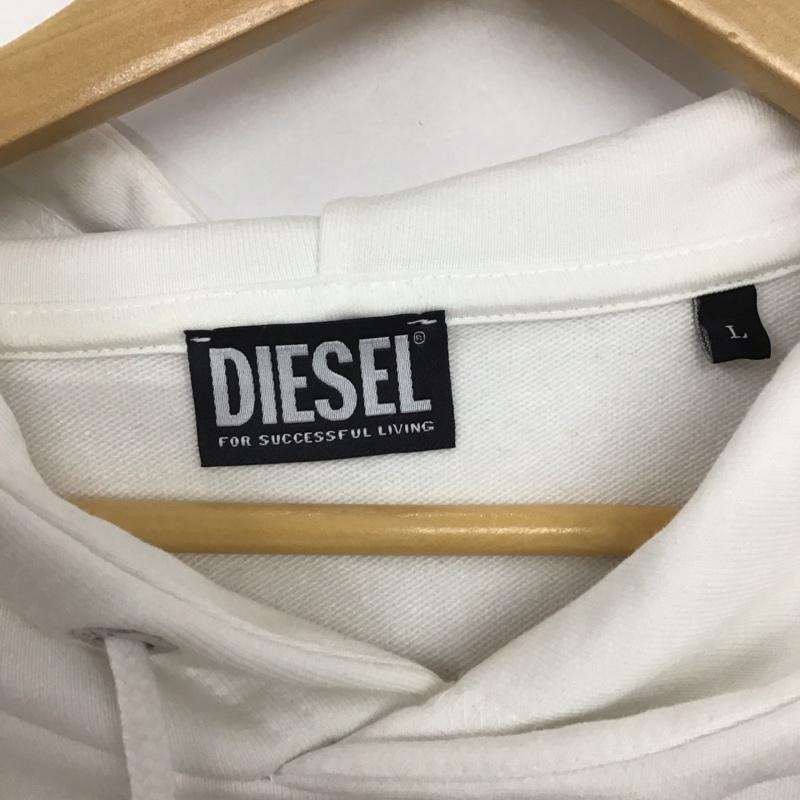 ディーゼル DIESEL パーカー 長袖 長袖パーカー プルオーバーパーカー スウェット L ロゴ、文字 白 / ホワイト /  メンズ USED 古着 中古 10144503
