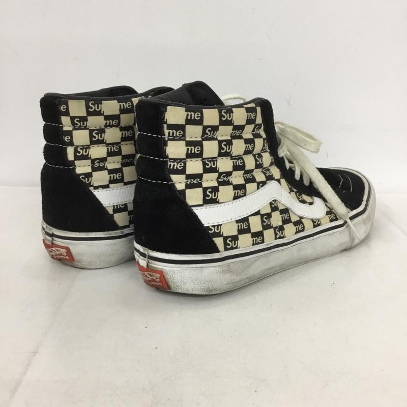 バンズ VANS スニーカー スニーカー 721454 ハイカット Sk8-Hi Supreme 16AW Checker Logo 27cm 27.0cm ロゴ、文字 黒 / ブラック / X 白 / ホワイト /  メンズ USED 古着 中古 10150973