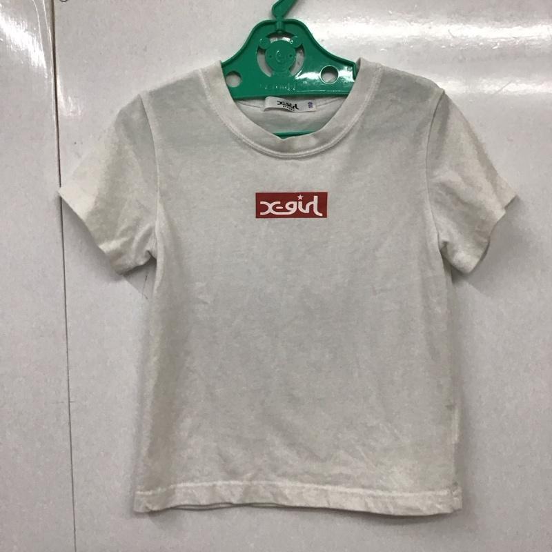 エックスガール X-girl Tシャツ 半袖 半袖カットソー プリントTシャツ クルーネックカットソー 110cm ロゴ、文字 白 / ホワイト /  ガールズ USED 古着 中古 10117506