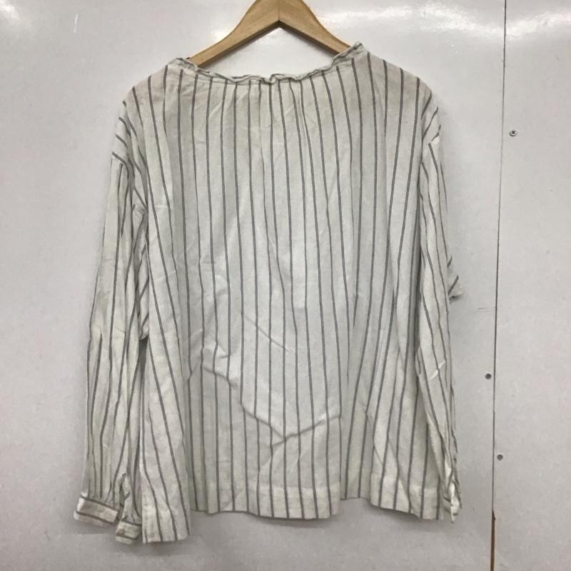 スタディオクリップ studio CLIP シャツ、ブラウス 長袖 L ストライプ 白 / ホワイト /  レディース USED 古着 中古 10147843