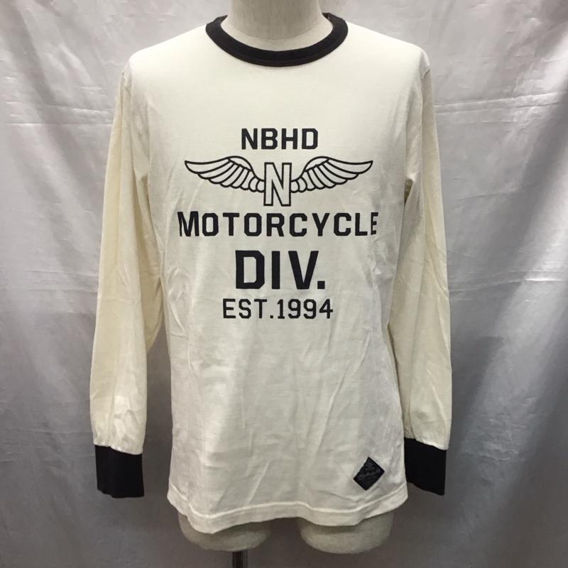 ネイバーフッド NEIGHBORHOOD Tシャツ 長袖 142ATNH-CSM05 リンガーTシャツ M ロゴ、文字 アイボリー / アイボリー / X 黒 / ブラック /  メンズ USED 古着 中古 10121223