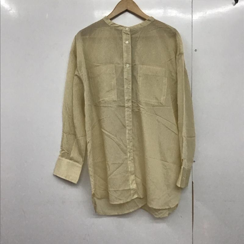 ミスティック mystic シャツ、ブラウス 長袖 長袖シャツ ストライプシャツ ノーカラーシャツ ストライプシャツ FREE ストライプ 黄 / イエロー /  レディース USED 古着 中古 10143809