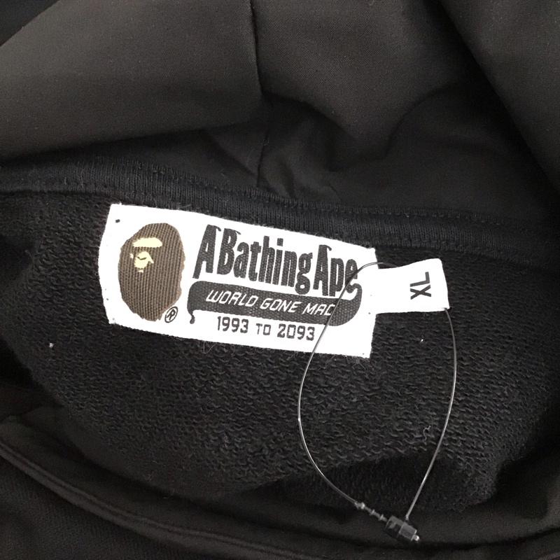 アベイシングエイプ A BATHING APE パーカー 半袖 半袖パーカー スウェットカットソー プルオーバー XL ロゴ、文字 黒 / ブラック /  メンズ USED 古着 中古 10119222