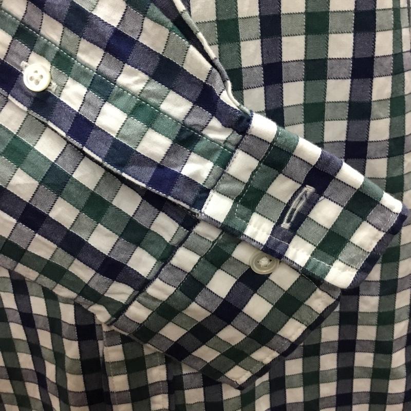 シップス SHIPS シャツ、ブラウス 長袖 111-14-0394 ボタンダウン S チェック 白 / ホワイト / X 緑 / グリーン / X 紺 / ネイビー /  メンズ USED 古着 中古 10116108