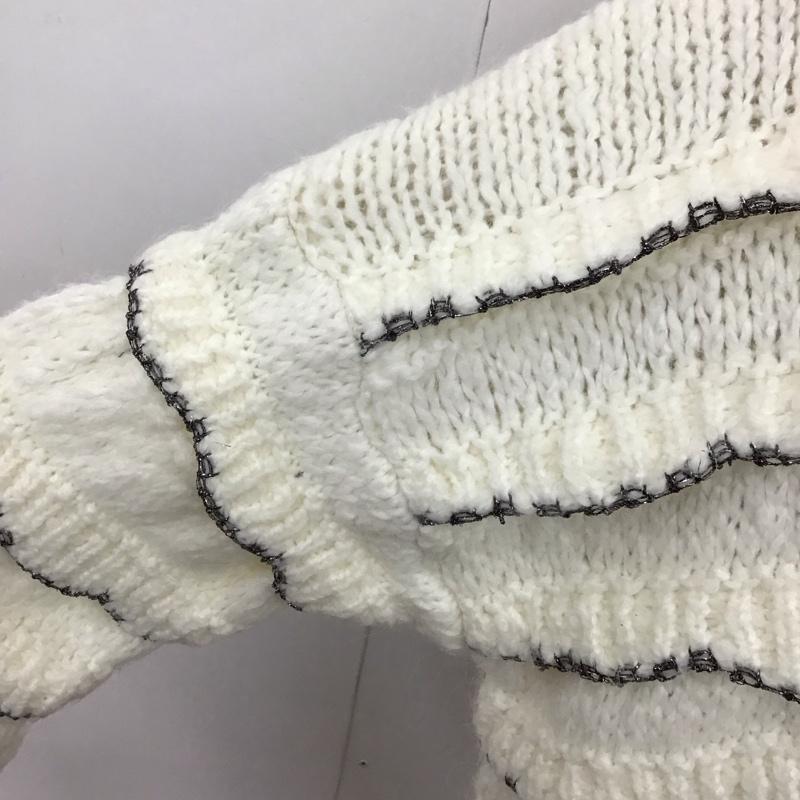 ザラ ZARA ニット、セーター 長袖 6771 121 712 ラメ糸 フリル クルーネック S 無地 白 / ホワイト / X 黒 / ブラック /  レディース USED 古着 中古 10122642