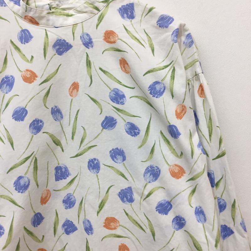 エヘカソポ ehka sopo カットソー 長袖 M 総柄 X 花柄 白 / ホワイト /  レディース USED 古着 中古 10133778