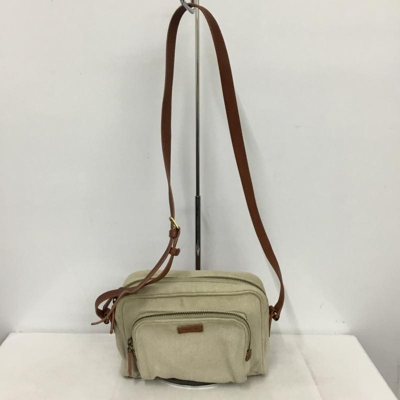 アニエス・ベー agnes b. ショルダーバッグ ショルダーバッグ NS14C-01 ヘンプ レザー ロゴ、文字 茶 / ブラウン / X アイボリー / アイボリー /  レディース USED 古着 中古 10147142