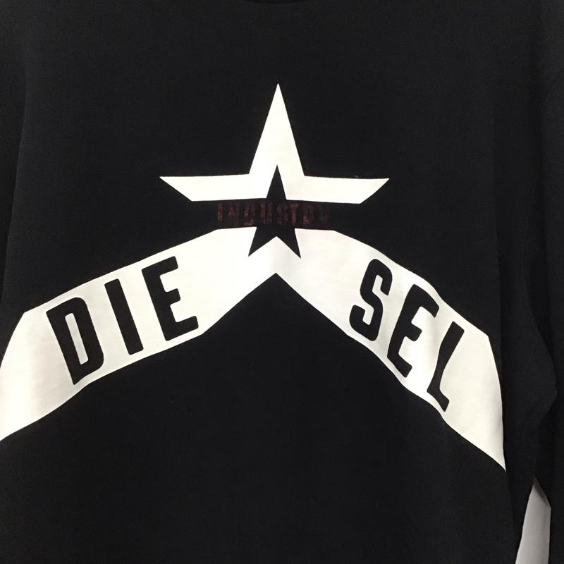 ディーゼル DIESEL トレーナー 長袖 長袖トレーナー スウェット クルーネック プルオーバー XL ロゴ、文字 黒 / ブラック /  メンズ USED 古着 中古 10144562
