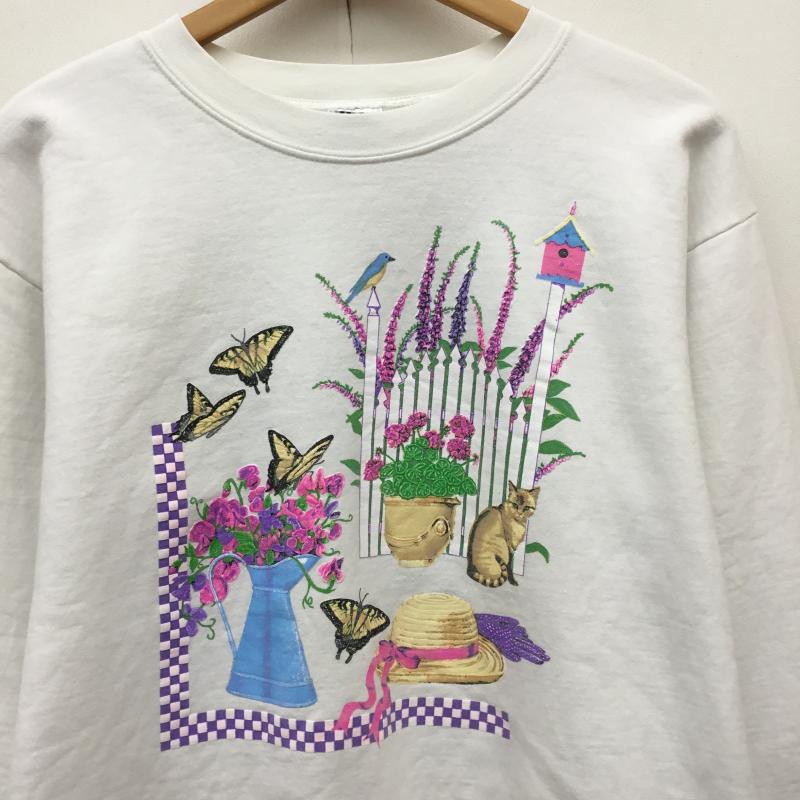 ユーズドクロージング used clothes トレーナー 長袖 USA製 M 花柄 白 / ホワイト /  レディース USED 古着 中古 10142211