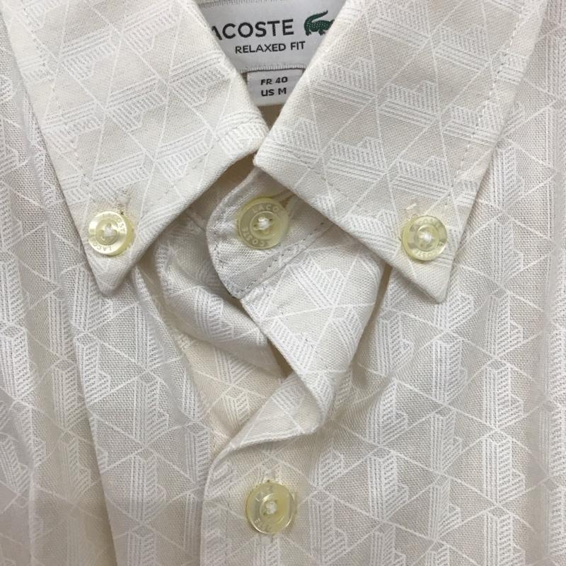 ラコステ LACOSTE シャツ、ブラウス 長袖 長袖シャツ ボタンダウンシャツ カラーシャツ 40 ロゴ、文字 ベージュ / ベージュ /  メンズ USED 古着 中古 10133241