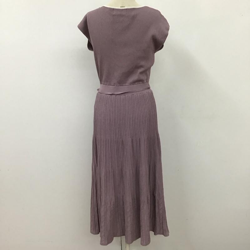 インデックス index ワンピース ロングスカート C58-53006 レーヨンナイロン フレンチスリーブ ニットワンピース L 無地 紫 / パープル /  レディース USED 古着 中古 10115866