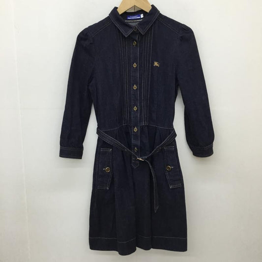 バーバリーブルーレーベル BURBERRY BLUE LABEL ワンピース ひざ丈スカート 38 ロゴ、文字 黒 / ブラック /  レディース USED 古着 中古 10137788