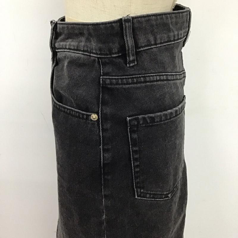 ザラ ZARA スカート ひざ丈スカート 9374 891 800 デニム ひざ下丈 スリット XS 無地 黒 / ブラック /  レディース USED 古着 中古 10124995