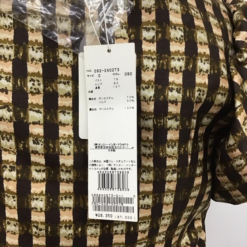 ジルスチュアート JILLSTUART ワンピース ひざ丈スカート 092-240273 半袖 リボンタイ 前開き タグ付き 0 チェック マルチカラー / マルチカラー /  レディース USED 古着 中古 10107377