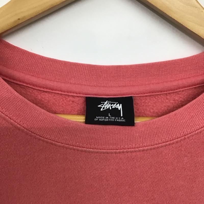 ステューシー STUSSY トレーナー 長袖 長袖 L ロゴ、文字 桃 / ピンク /  メンズ USED 古着 中古 10149974