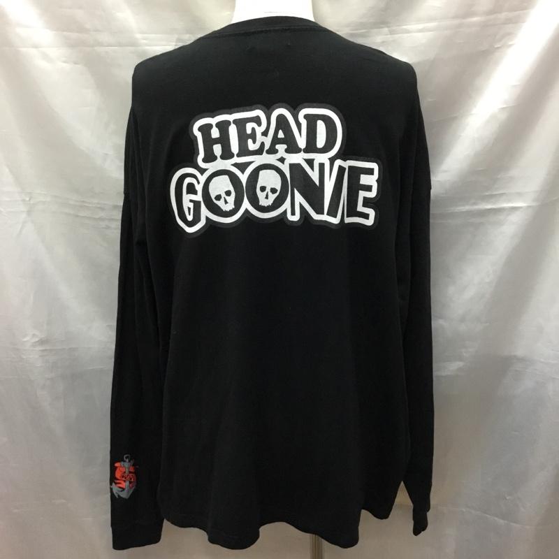 ヘッドグーニー HEADGOONIE カットソー 長袖 長袖カットソー クルーネックカットソー ロングスリーブカットソー プリントTシャツ XL 無地 黒 / ブラック /  メンズ USED 古着 中古 10117536