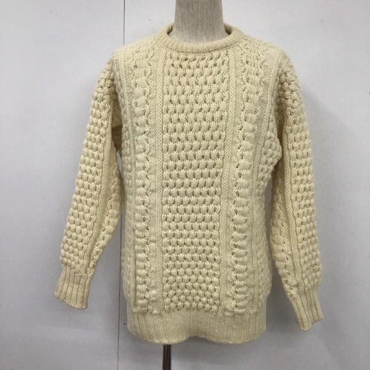 古着 USED ニット、セーター 長袖 長袖ニット リブニット セーター クルーネックカットソー セーター アイルランド製 アラン編み L 無地 オフホワイト / オフホワイト /  メンズ USED 古着 中古 10106304