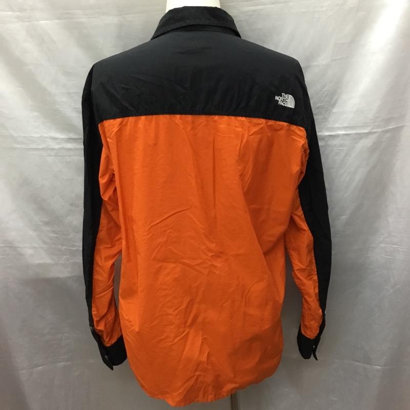 ザノースフェイス THE NORTH FACE ジャケット、上着 ジャケット、ブレザー nr11961 ロングスリーブヌプシシャツ カラーシャツ 前ボタン L ロゴ、文字 黒 / ブラック / X 橙 / オレンジ /  メンズ USED 古着 中古 10121606