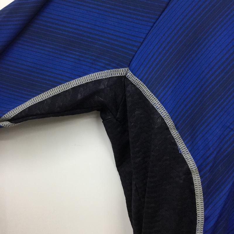 ミズノ MIZUNO Tシャツ 長袖 52MJ9003 空冷機能 UVカット ハイネックバイオギア ゴルフ L ロゴ、文字 青 / ブルー / X 黒 / ブラック /  メンズ USED 古着 中古 10136487