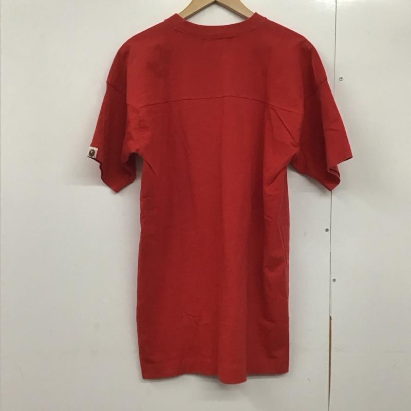 アベイシングエイプ A BATHING APE Tシャツ 半袖 半袖カットソー プリントTシャツ クルーネックカットソー L ロゴ、文字 赤 / レッド /  メンズ USED 古着 中古 10142628