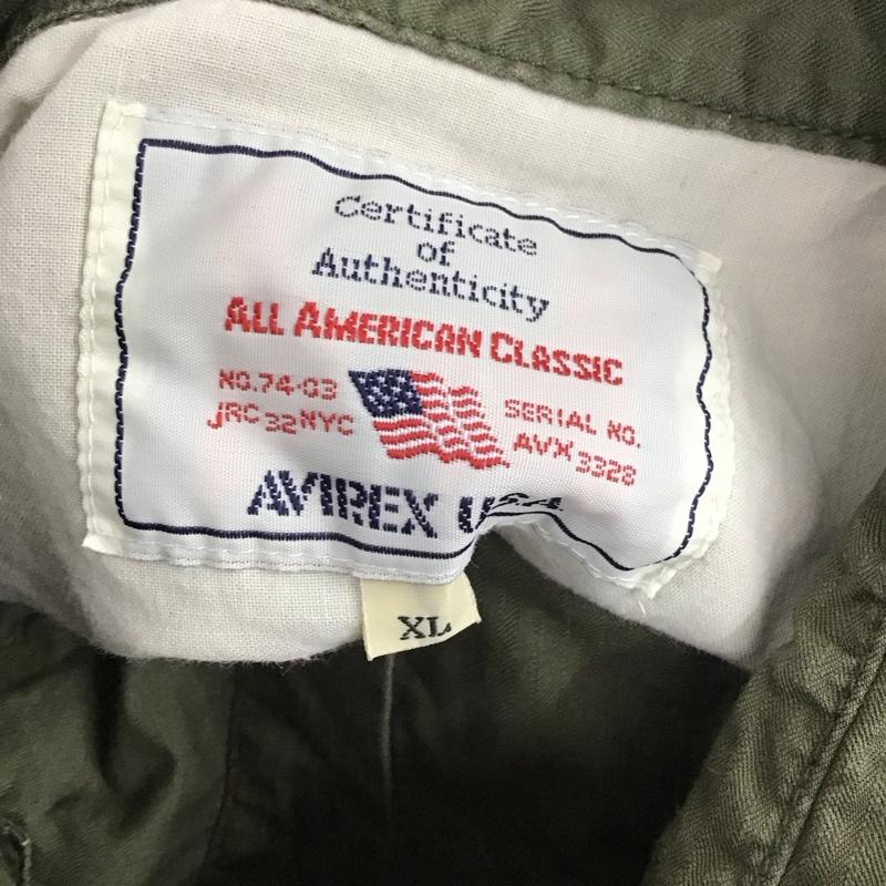 アヴィレックス AVIREX シャツ、ブラウス 半袖 6195032 ミリタリー XL ロゴ、文字 カーキ / カーキ /  メンズ USED 古着 中古 10112676
