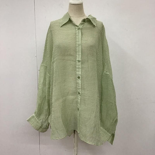 ローリーズファーム LOWRYS FARM シャツ、ブラウス 長袖 LF621043AD シアーチェックブラウス 長袖シャツ チェックシャツ FREE チェック 緑 / グリーン /  レディース USED 古着 中古 10117492