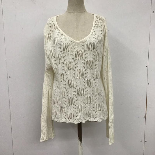 アズールバイマウジー AZUL BY MOUSSY カットソー 長袖 長袖カットソー Vネックカットソー ロングスリーブカットソー M 総柄 白 / ホワイト /  レディース USED 古着 中古 10117402