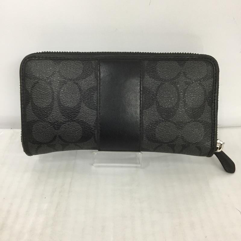 コーチ COACH 財布 長財布 F54630 シグネチャー ラウンドファスナー ロゴ、文字 黒 / ブラック /  レディース USED 古着 中古 10124186