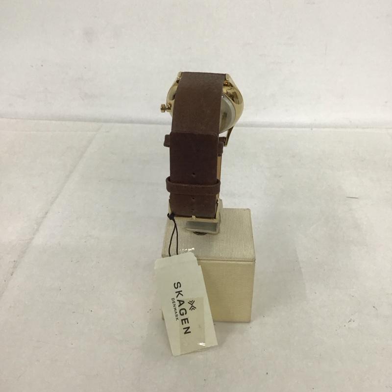 スカーゲン SKAGEN 腕時計 アナログ（クォーツ式） SKW6066 レザーベルト ロゴ、文字 茶 / ブラウン /  メンズ USED 古着 中古 10134338