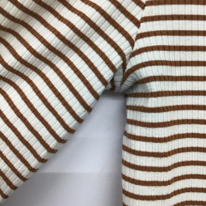 ローリーズファーム LOWRYS FARM カットソー 長袖 長袖カットソー ボーダープリントカットソー FREE ボーダー柄 白 / ホワイト / X 茶 / ブラウン /  レディース USED 古着 中古 10142692