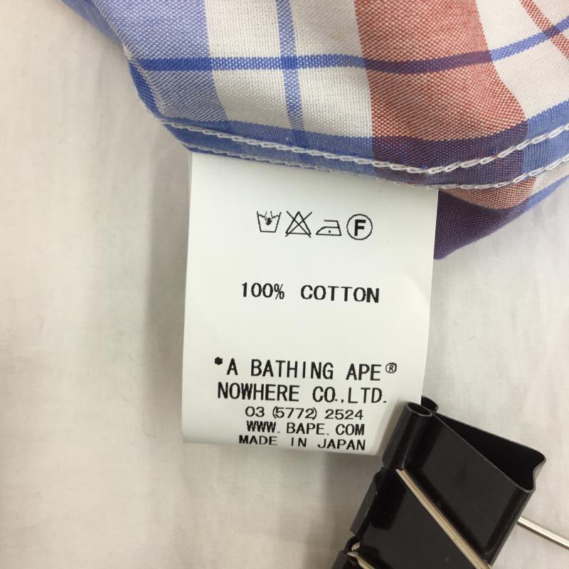 アベイシングエイプ A BATHING APE シャツ、ブラウス 半袖 S チェック 白 / ホワイト / X 赤 / レッド / X 水色 / ライトブルー /  メンズ USED 古着 中古 10127965