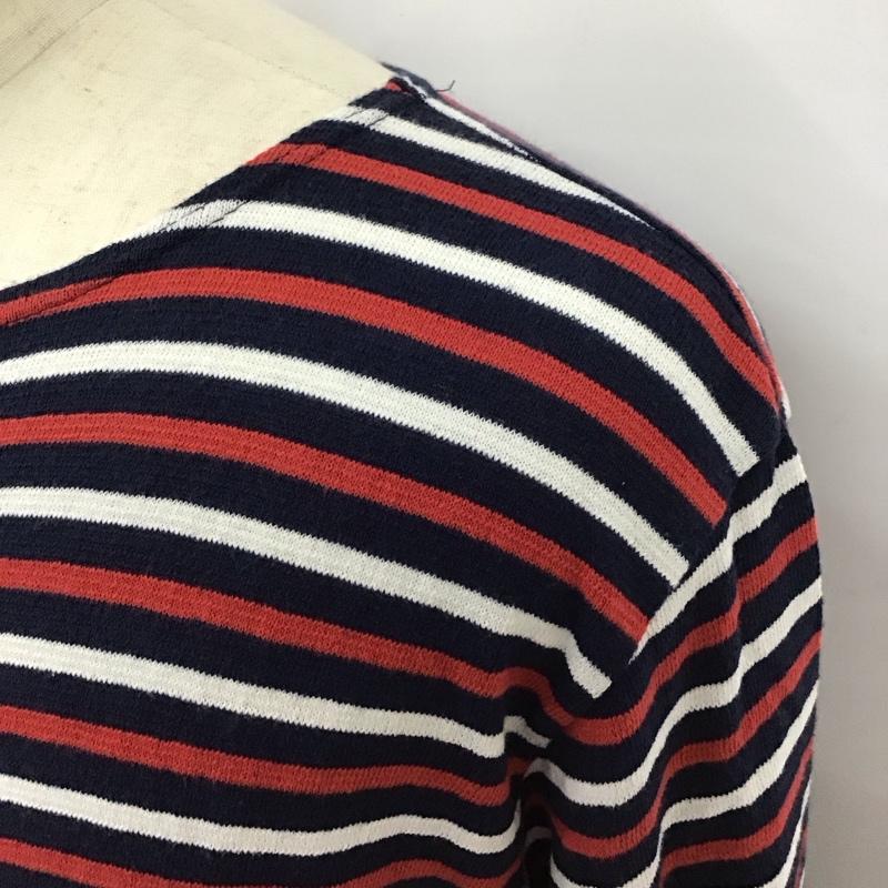 サイラス SILAS カットソー 長袖 10114301 胸ポケット 3 ボーダー柄 白 / ホワイト / X 赤 / レッド / X 紺 / ネイビー /  メンズ USED 古着 中古 10116825