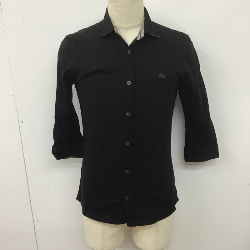 バーバリーブラックレーベル BURBERRY BLACK LABEL シャツ、ブラウス 七分袖 2 無地 黒 / ブラック /  メンズ USED 古着 中古 10126546