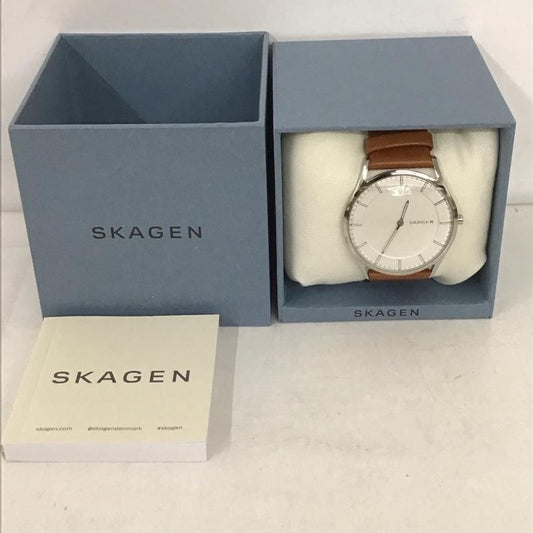 スカーゲン SKAGEN 腕時計 アナログ（クォーツ式） SKW6219 レザーベルト 箱有 ロゴ、文字 茶 / ブラウン /  メンズ USED 古着 中古 10134345