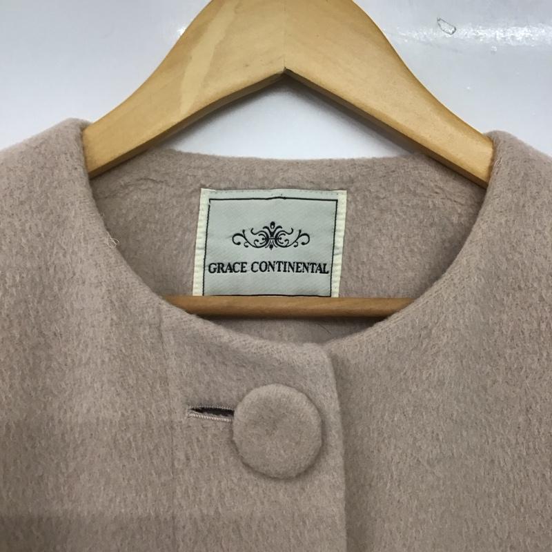 グレースコンチネンタル GRACE CONTINENTAL コート コート一般 1636 9070-1 ノーカラー ビジュー 34 無地 桃 / ピンク /  レディース USED 古着 中古 10144981