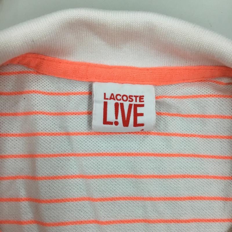 ラコステ LACOSTE ポロシャツ 半袖 半袖ポロシャツ カラーシャツ 半袖カットソー 4 ボーダー柄 白 / ホワイト /  メンズ USED 古着 中古 10122889