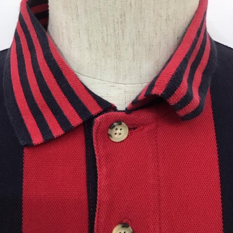 チャンピオン Champion ポロシャツ 半袖 L 刺繍 黒 / ブラック / X 赤 / レッド /  メンズ USED 古着 中古 10111559