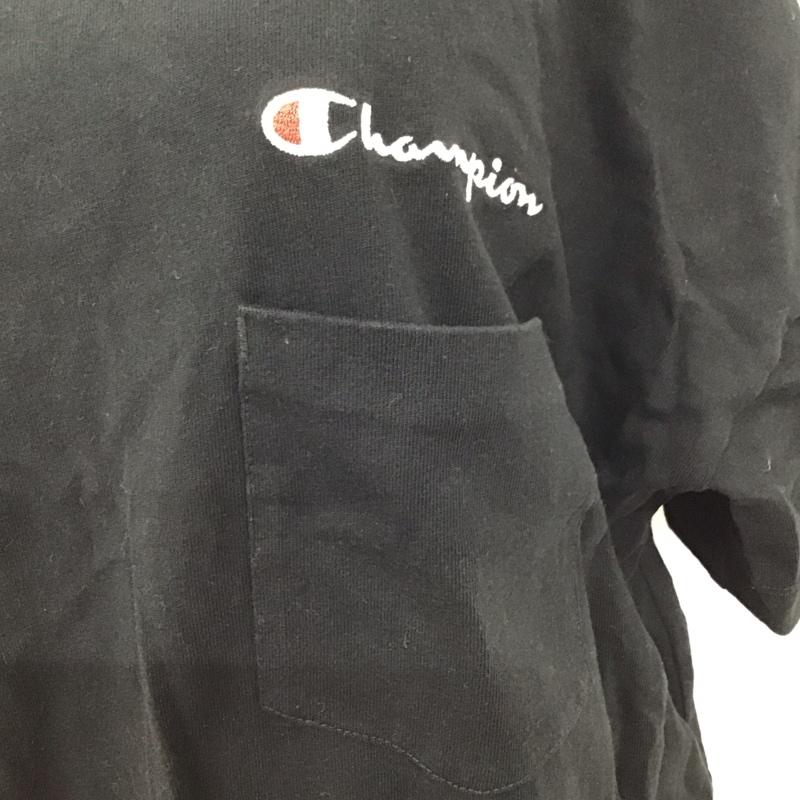 チャンピオン Champion ワンピース ひざ丈スカート CW-P309 半袖 シャーリング M ロゴ、文字 黒 / ブラック /  レディース USED 古着 中古 10114780