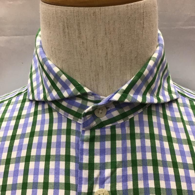 タケオキクチ TAKEO KIKUCHI シャツ、ブラウス 長袖 AC070-82010JA 1 チェック 白 / ホワイト / X 緑 / グリーン / X 水色 / ライトブルー /  メンズ USED 古着 中古 10116836