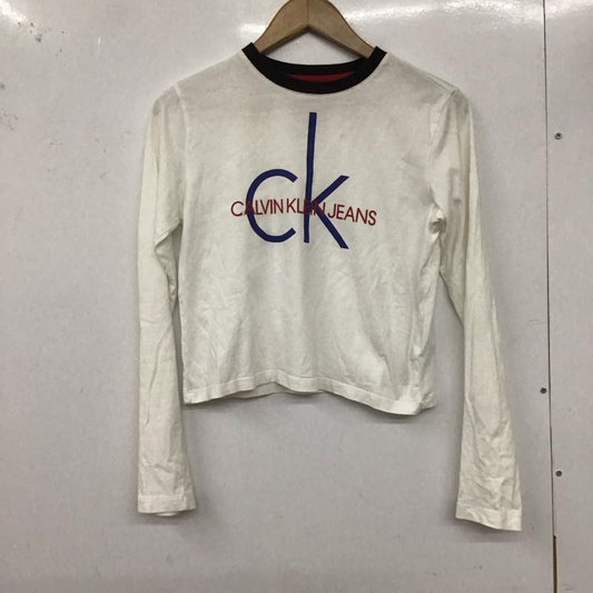 カルバン・クライン Calvin Klein Tシャツ 長袖 XS ロゴ、文字 X プリント 白 / ホワイト /  レディース USED 古着 中古 10129632