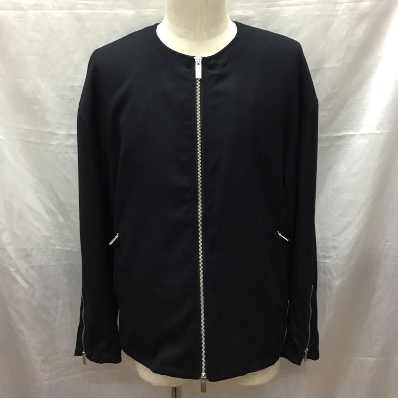 ノーアイディ NO ID. ジャケット、上着 ジャケット、ブレザー 447006-488b ストレッチbigシングルライダースジャケット ジップアップジャケット 1 無地 紺 / ネイビー /  メンズ USED 古着 中古 10120677