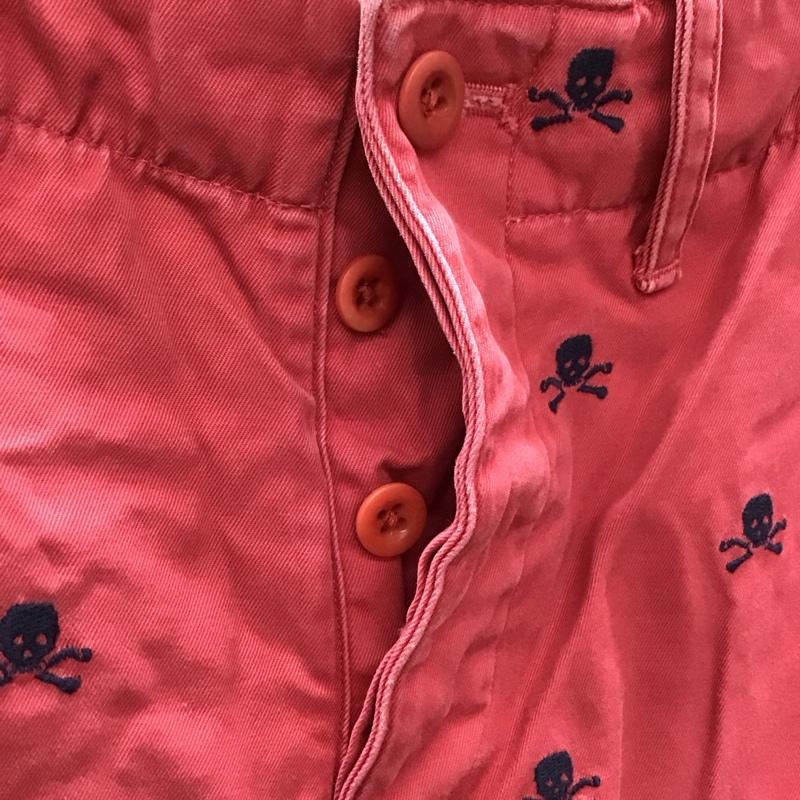 ラグビー RUGBY パンツ デニム、ジーンズ ジーンズ カジュアルパンツ ストレートパンツ スリムパンツ 2 刺繍 赤 / レッド /  メンズ USED 古着 中古 10118541